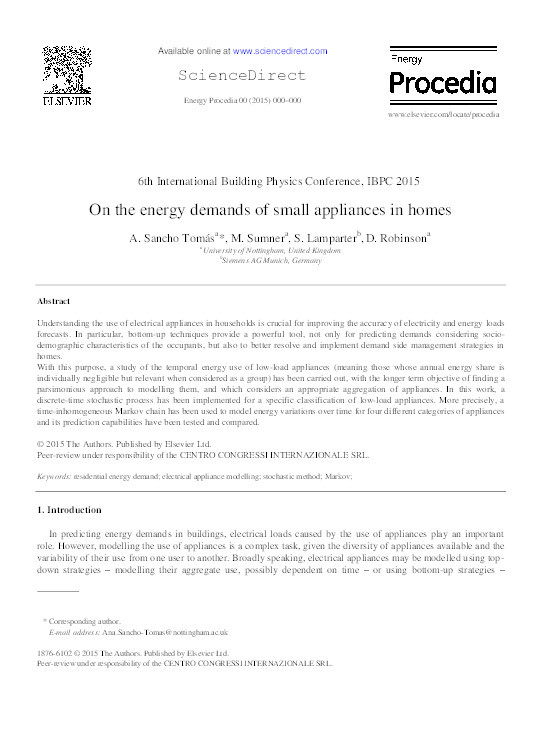 On the energy demands of small appliances in homes Thumbnail