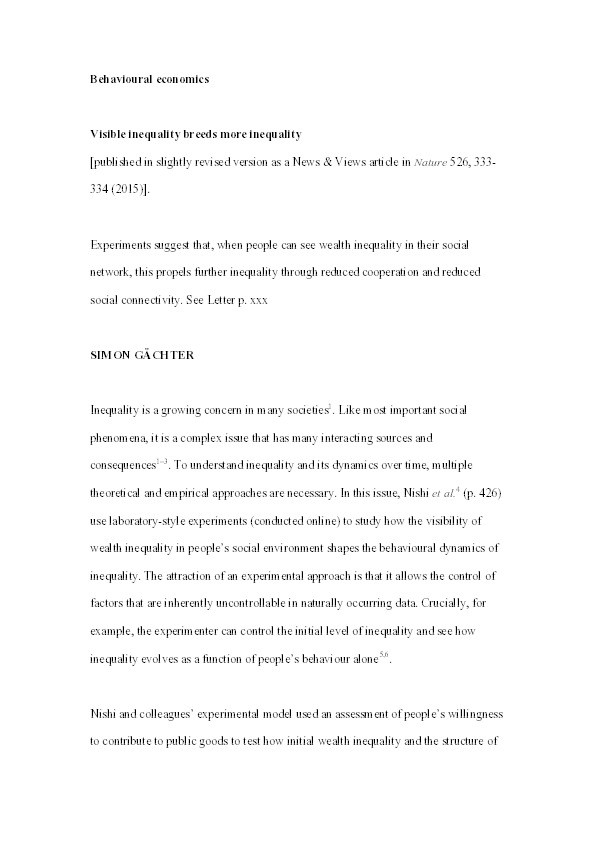 Visible inequality breeds more inequality Thumbnail