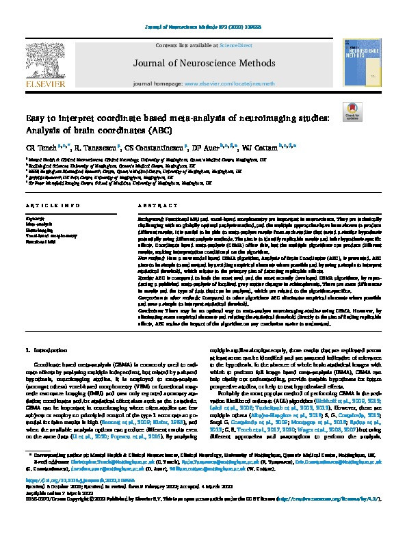 Easy to interpret Coordinate Based Meta-Analysis of neuroimaging studies: Analysis of Brain Coordinates (ABC) Thumbnail