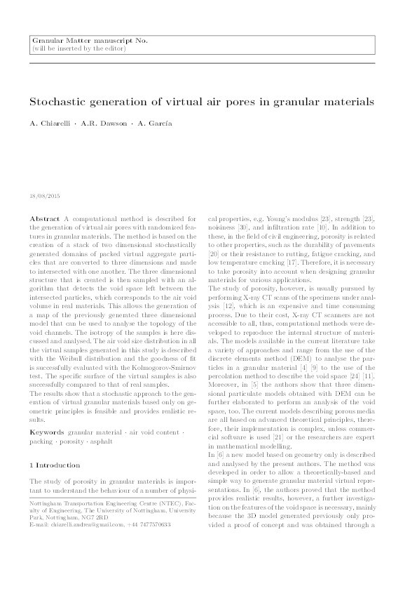 Stochastic generation of virtual air pores in granular materials Thumbnail