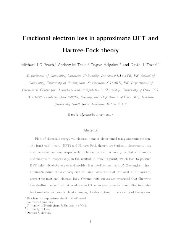 Fractional Electron Loss in Approximate DFT and Hartree–Fock Theory Thumbnail