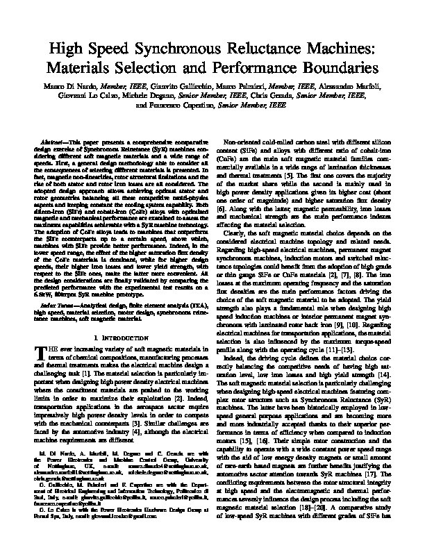 High-Speed Synchronous Reluctance Machines: Materials Selection and Performance Boundaries Thumbnail