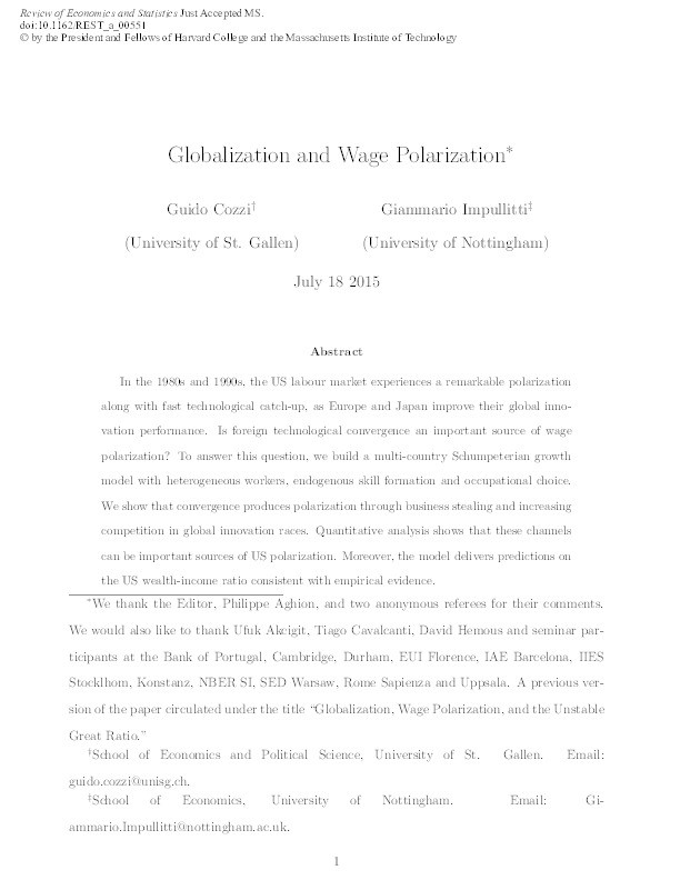 Globalization and wage polarization Thumbnail