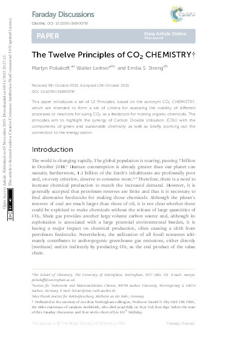 The twelve principles of CO2 Chemistry Thumbnail