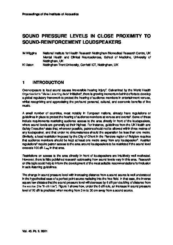 Sound pressure levels in close proximity to sound reinforcement loudspeakers Thumbnail