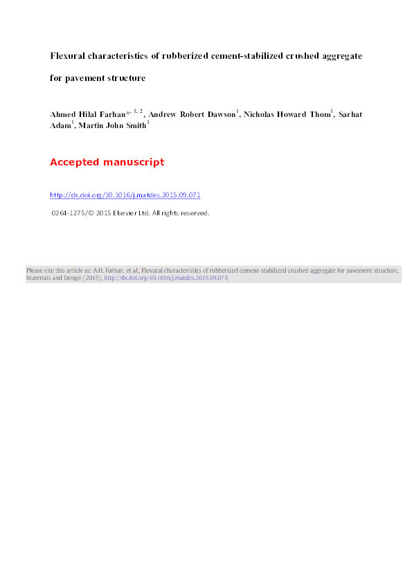 Flexural characteristics of rubberized cement-stabilized crushed aggregate for pavement structure Thumbnail