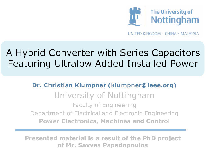 Hybrid converter with series capacitors featuring ultralow added installed power Thumbnail