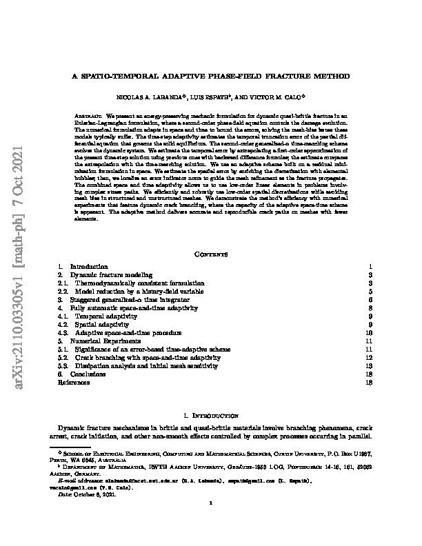 A spatio-temporal adaptive phase-field fracture method Thumbnail