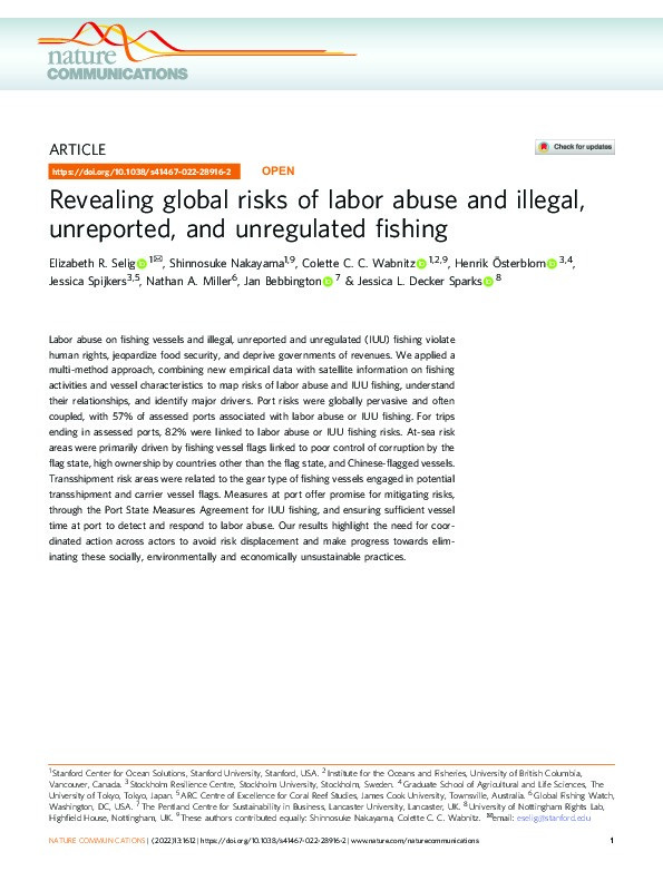 Revealing global risks of labor abuse and illegal, unreported, and unregulated fishing Thumbnail