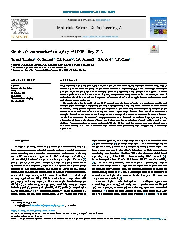 On the thermomechanical aging of LPBF alloy 718 Thumbnail