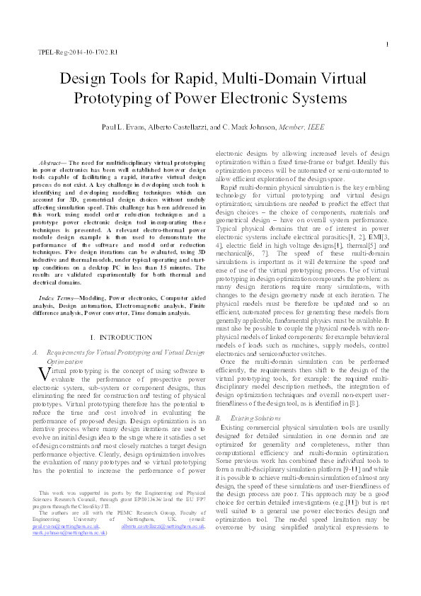 Design Tools for Rapid Multidomain Virtual Prototyping of Power Electronic Systems Thumbnail