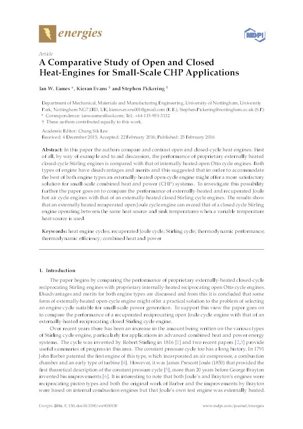 A comparative study of open and closed heat-engines for small-scale CHP applications Thumbnail