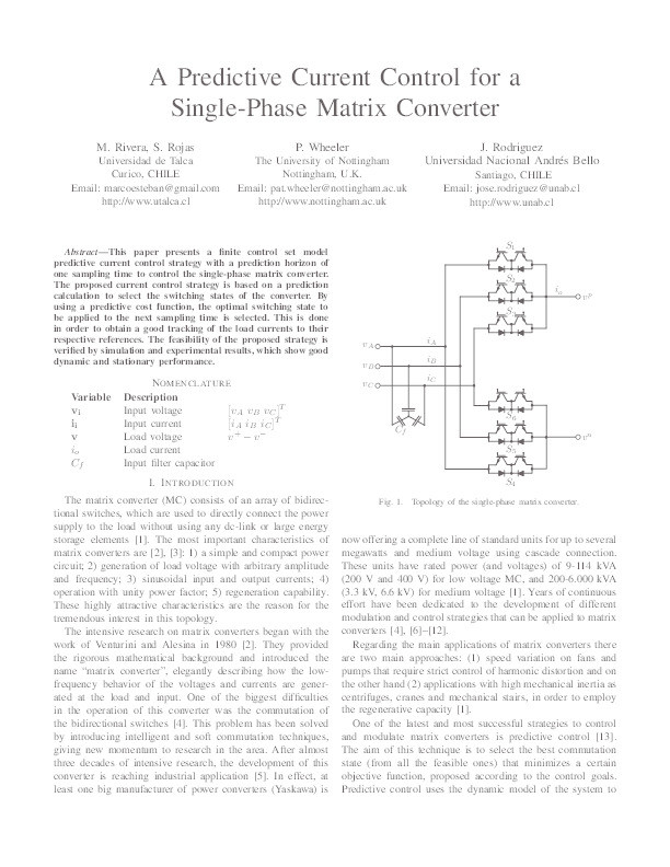 A predictive control strategy for a single-phase AC-AC converter Thumbnail