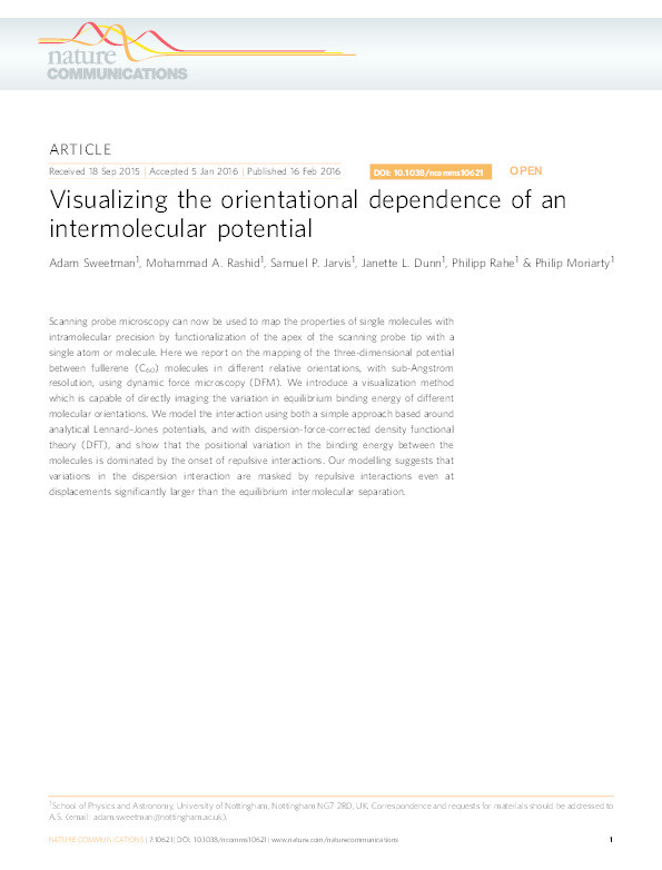 Visualizing the orientational dependence of an intermolecular potential Thumbnail