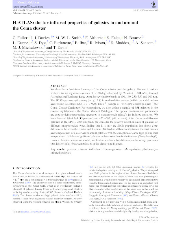 H-ATLAS: the far-infrared properties of galaxies in and around the Coma cluster Thumbnail