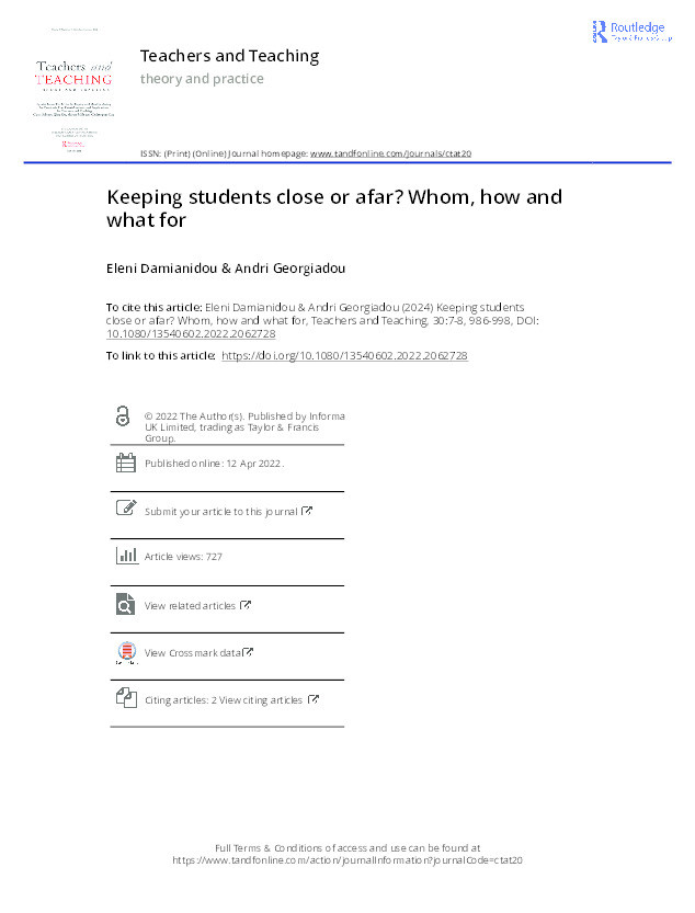 Keeping students close or afar? Whom, how and what for Thumbnail