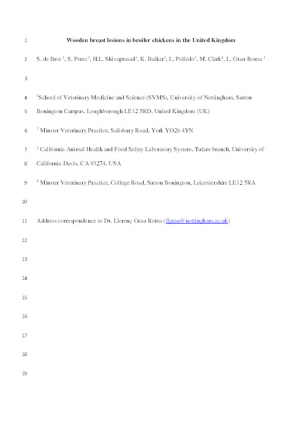 Wooden breast lesions in broiler chickens in the UK Thumbnail