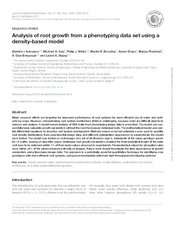 Analysis of root growth from a phenotyping data set using a density-based model Thumbnail