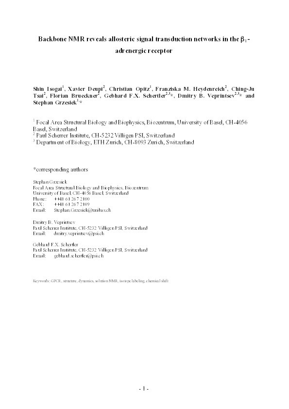 Backbone NMR reveals allosteric signal transduction networks in the β1-adrenergic receptor Thumbnail