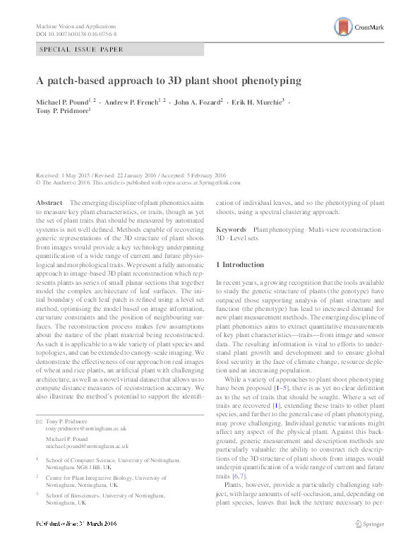 A patch-based approach to 3D plant shoot phenotyping Thumbnail