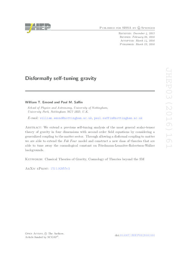 Disformally self-tuning gravity Thumbnail