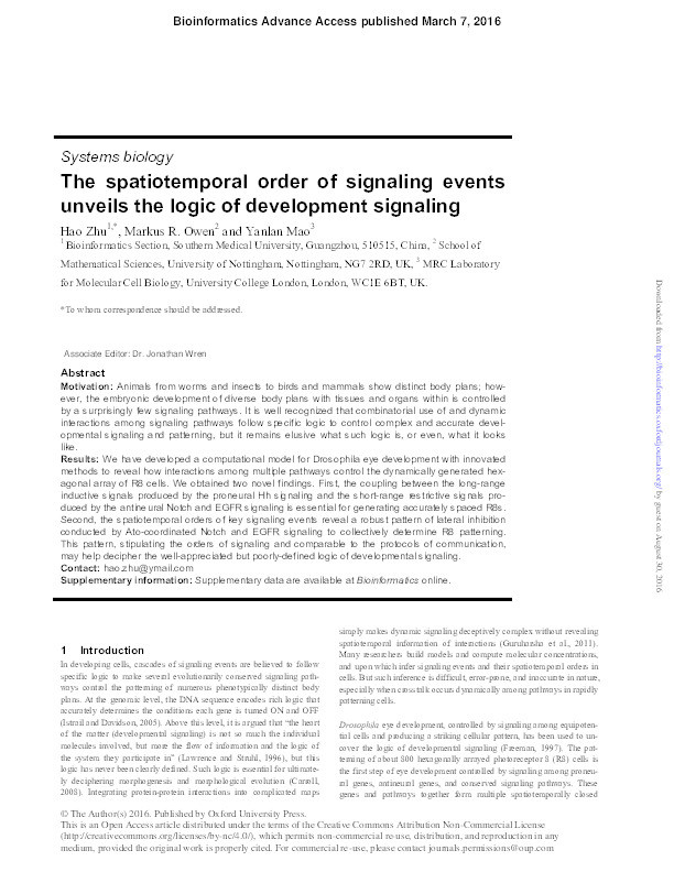The spatiotemporal order of signaling events unveils the logic of development signaling Thumbnail