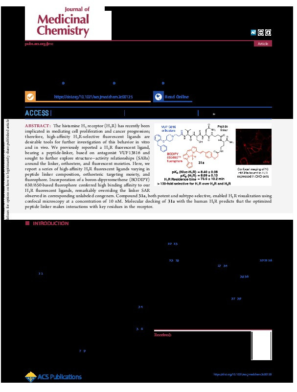 Optimization of Peptide Linker-Based Fluorescent Ligands for the Histamine H1 Receptor Thumbnail