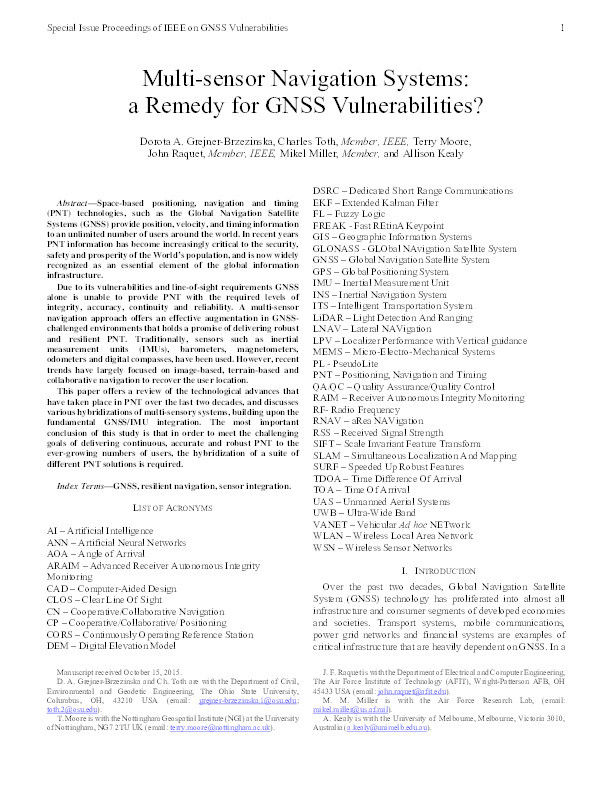 Multisensor navigation systems: a remedy for GNSS vulnerabilities? Thumbnail