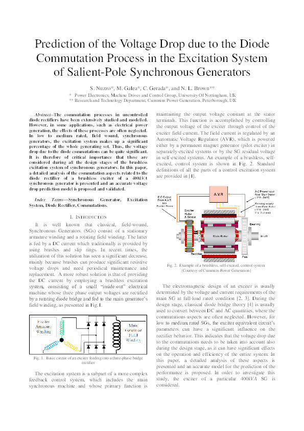 Prediction of the voltage drop due to the diode commutation process in the excitation system of salient-pole synchronous generators Thumbnail