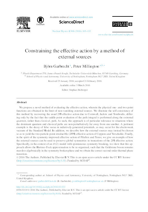 Constraining the effective action by a method of external sources Thumbnail