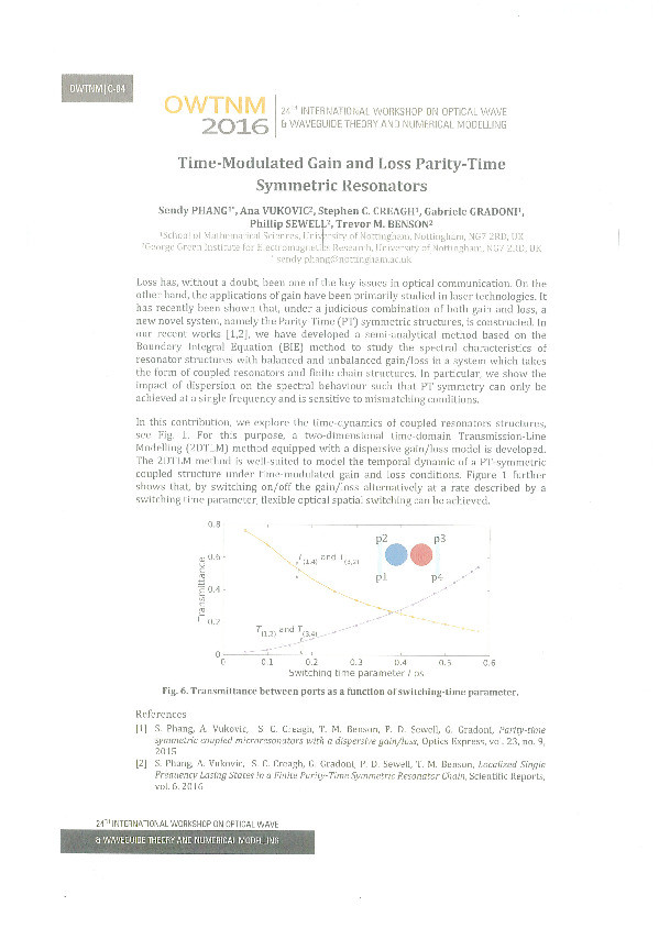 Time-modulated gain and loss parity-time symmetric resonators Thumbnail