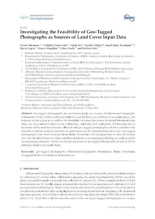 Investigating the feasibility of geo-tagged photographs as sources of land cover input data Thumbnail
