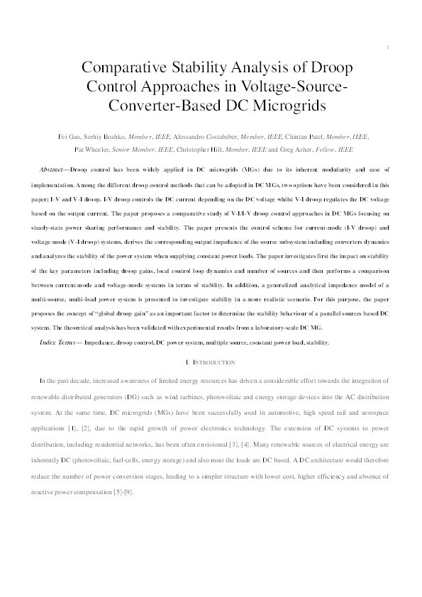 Comparative stability analysis of droop control approaches in voltage-source-converter-based DC microgrids Thumbnail