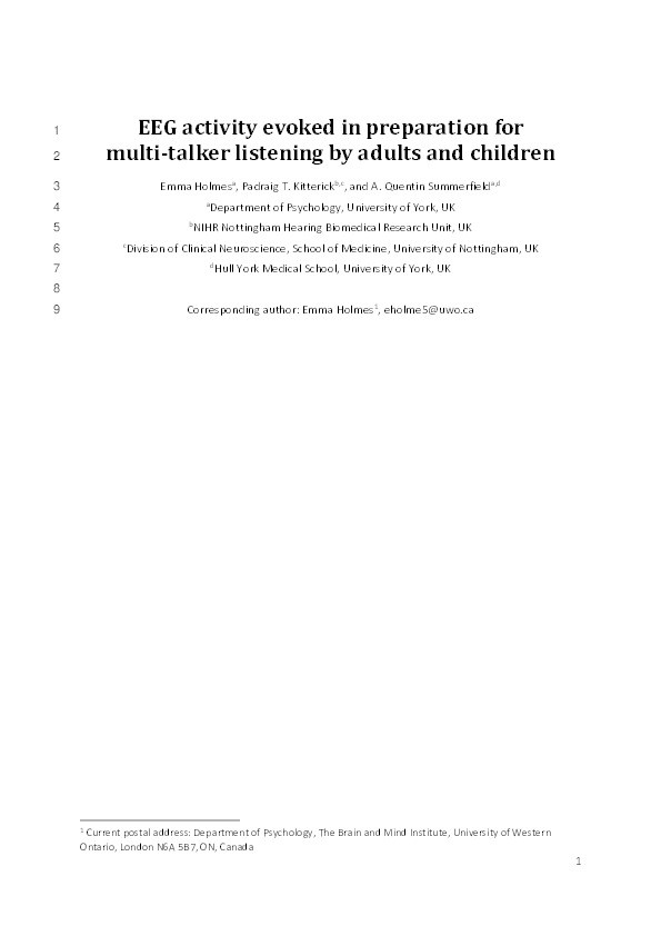 EEG activity evoked in preparation for multi-talker listening by adults and children Thumbnail