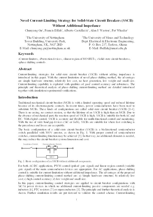 Novel current-limiting strategy for solid-state circuit breakers (SSCB) without additional impedance Thumbnail