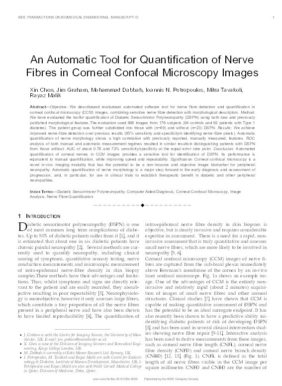 An automatic tool for quantification of nerve fibers in corneal confocal microscopy images Thumbnail