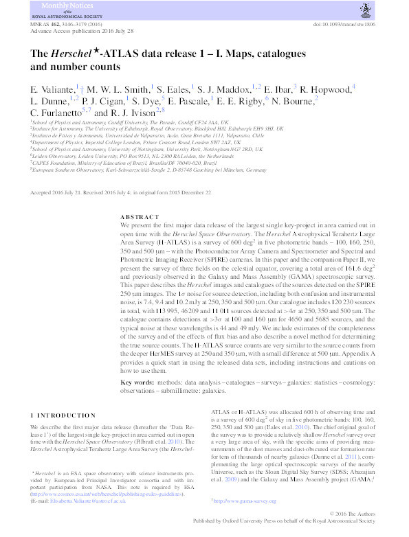 The Herschel-ATLAS data release 1: I. Maps, catalogues and number counts Thumbnail