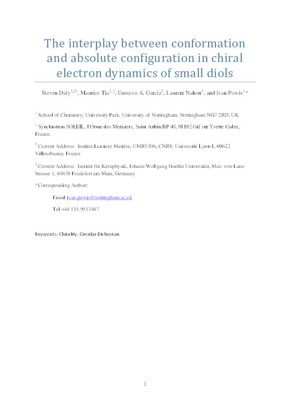 The Interplay Between Conformation and Absolute Configuration in Chiral Electron Dynamics of Small Diols Thumbnail