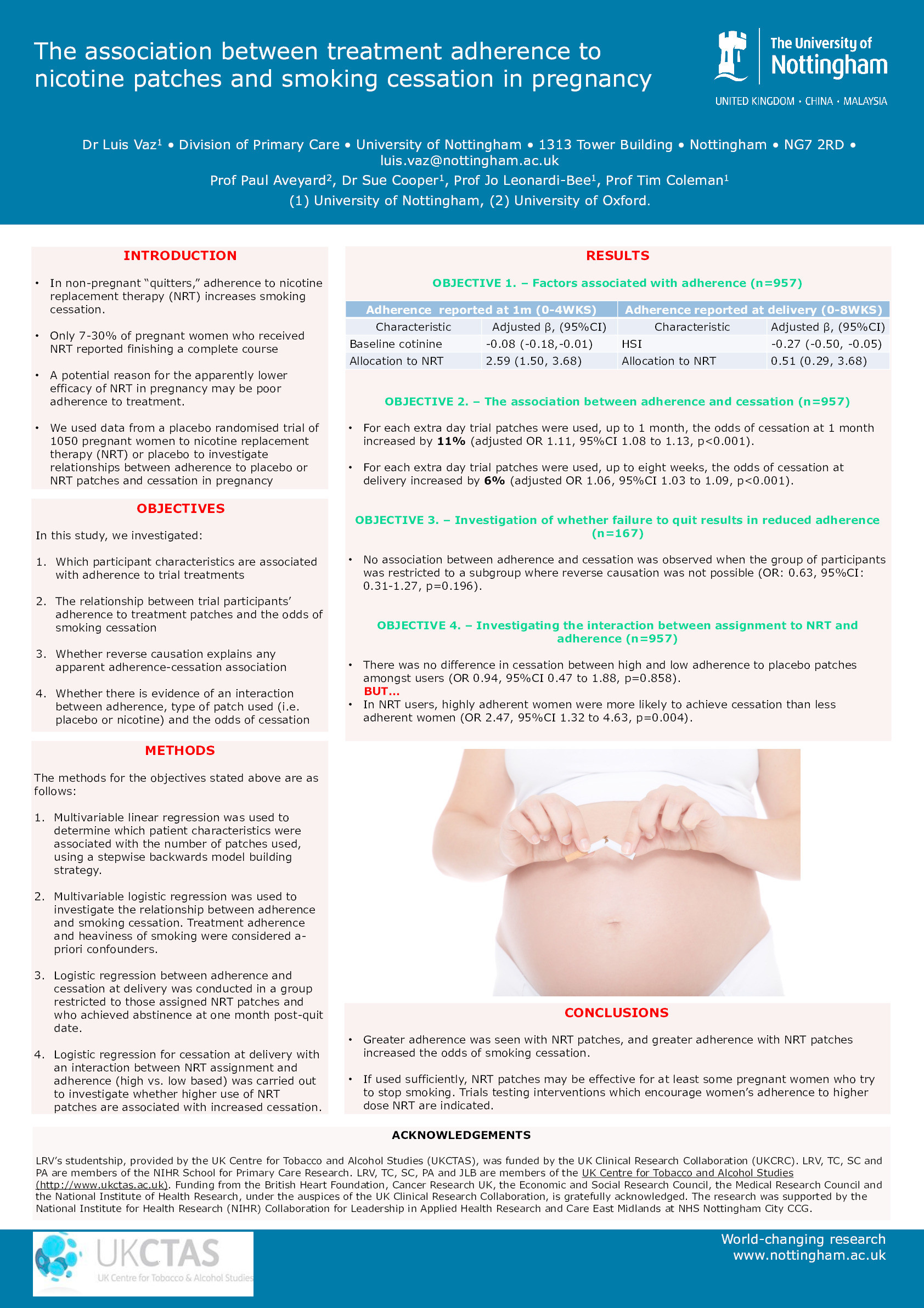 The association between treatment adherence to nicotine patches and smoking cessation in pregnancy Thumbnail