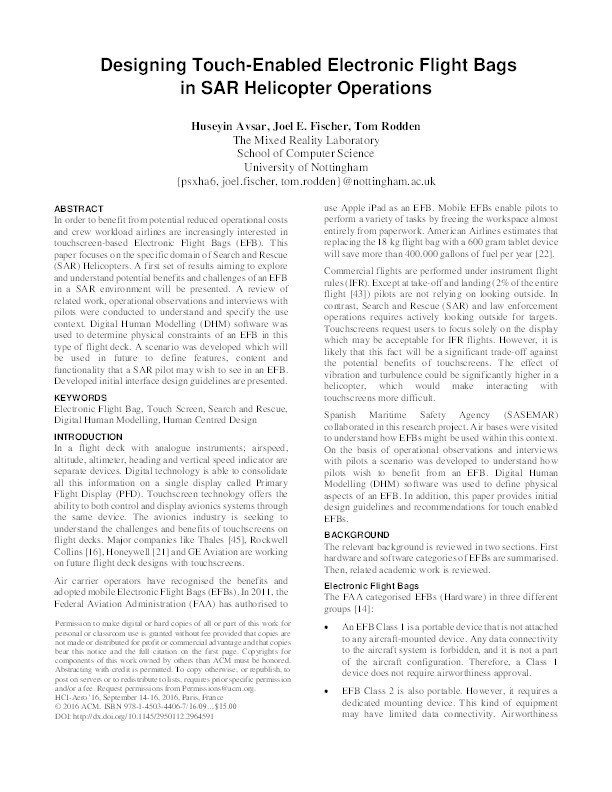 Designing touch-enabled electronic flight bags in SAR helicopter operations Thumbnail