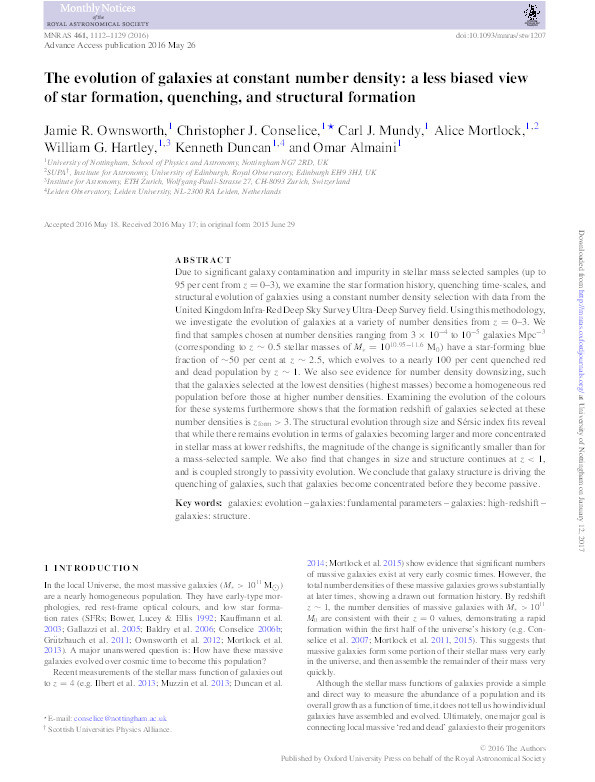 The evolution of galaxies at constant number density: a less biased view of star formation, quenching, and structural formation Thumbnail