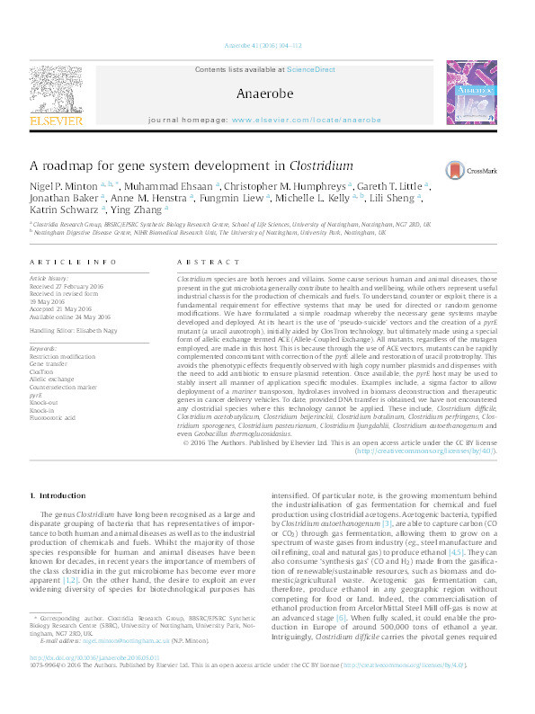 A roadmap for gene system development in Clostridium Thumbnail