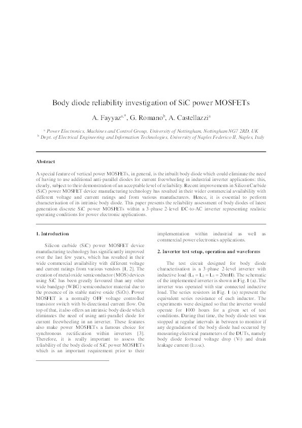 Body diode reliability investigation of SiC power MOSFETs Thumbnail