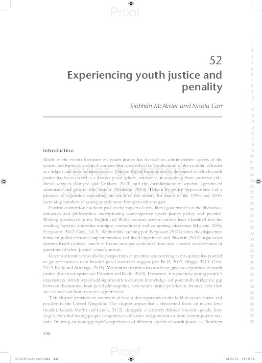 Experiencing youth justice and penality Thumbnail