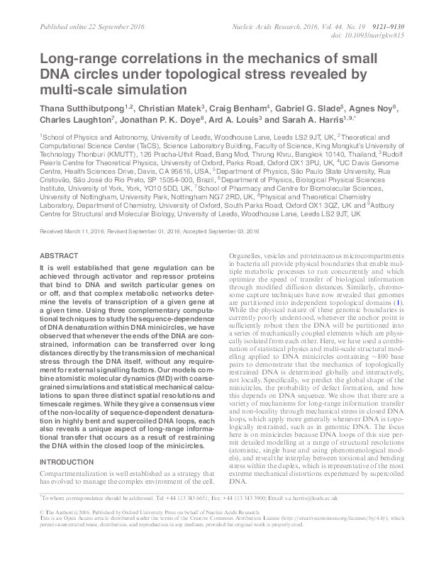 Long-range correlations in the mechanics of small DNA circles under topological stress revealed by multi-scale simulation Thumbnail