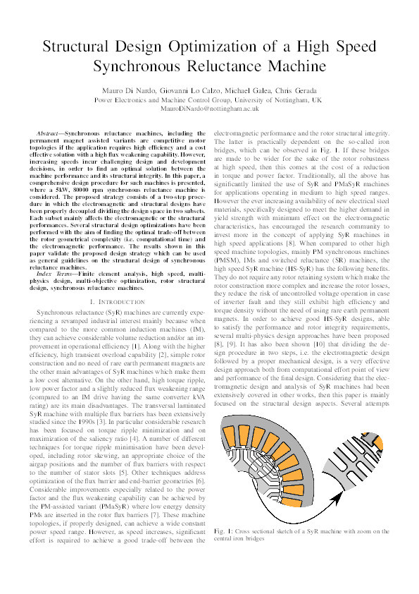 Structural design optimization of a high speed synchronous reluctance machine Thumbnail