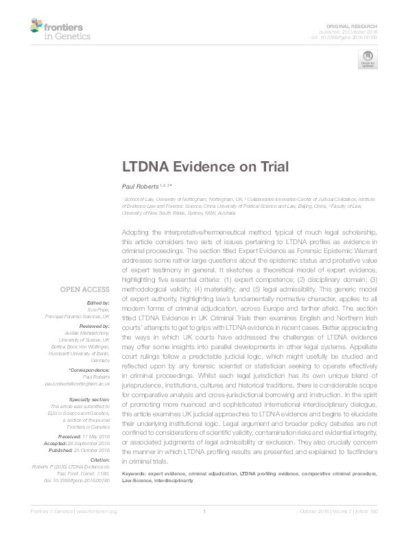 LTDNA evidence on trial Thumbnail