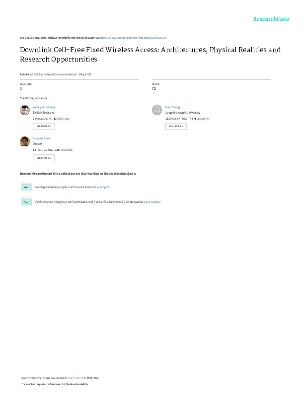 Downlink Cell-Free Fixed Wireless Access: Architectures, Physical Realities and Research Opportunities Thumbnail