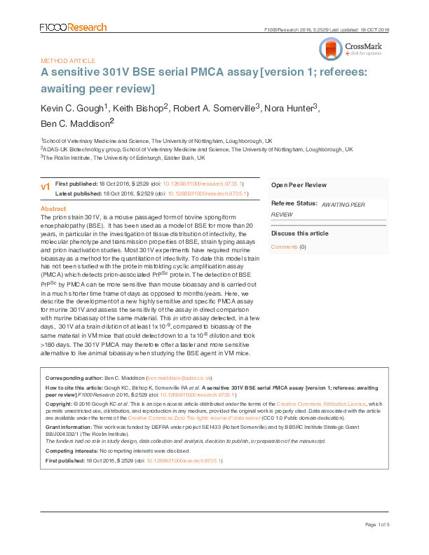 A sensitive 301V BSE serial PMCA assay Thumbnail