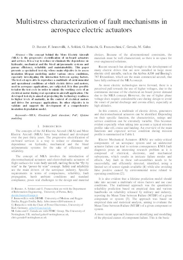 Multistress characterization of fault mechanisms in aerospace electric actuators Thumbnail